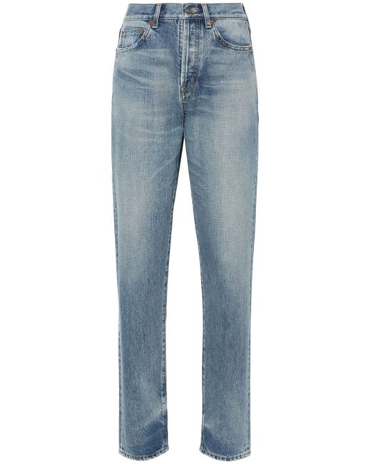 Saint Laurent distressed high-waisted jeans