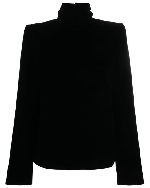 Saint Laurent high-neck velvet blouse