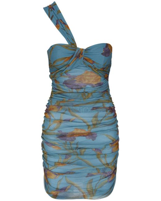 Saint Laurent floral-print one-shoulder dress
