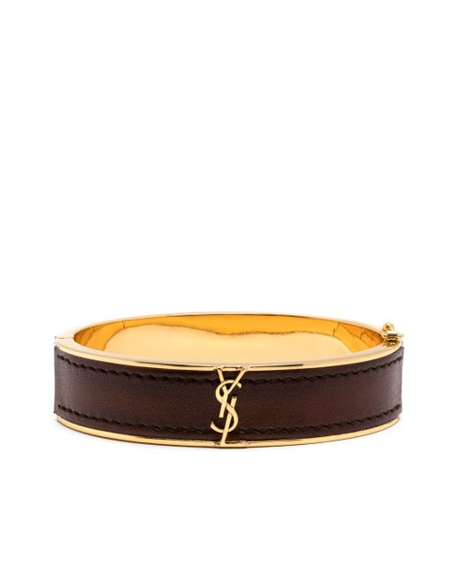 Saint Laurent Cassandre-logo leather-detail bracelet