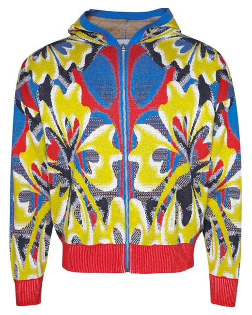 Bluemarble patterned-jacquard zip-up hoodie