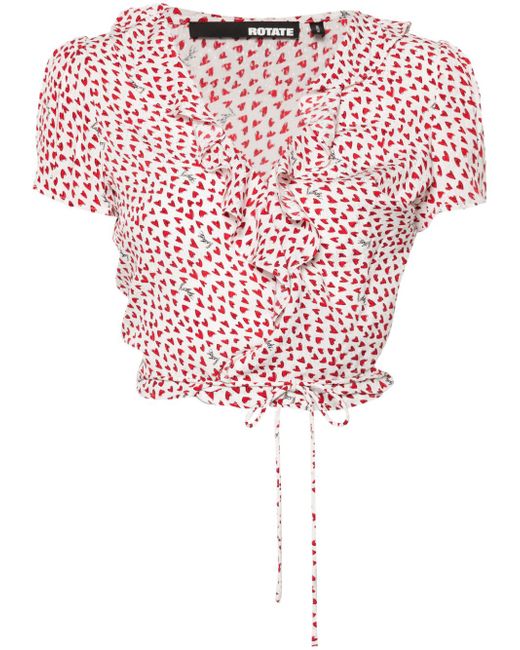 Rotate Birger Christensen heart-print wrap blouse