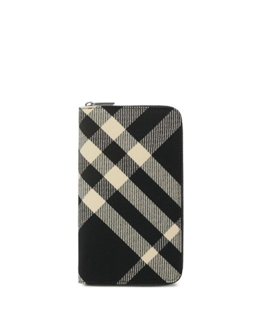 Burberry large checked zip wallet