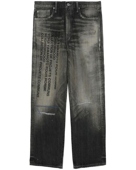 Yohji Yamamoto slogan-print straight-leg jeans