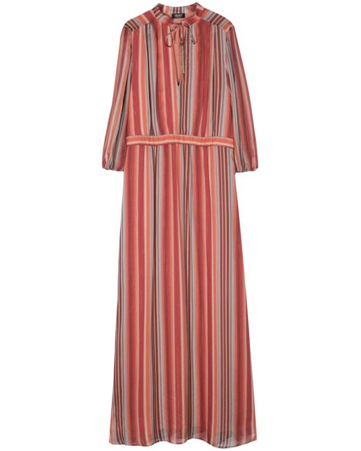 Liu •Jo striped split-neck maxi dress