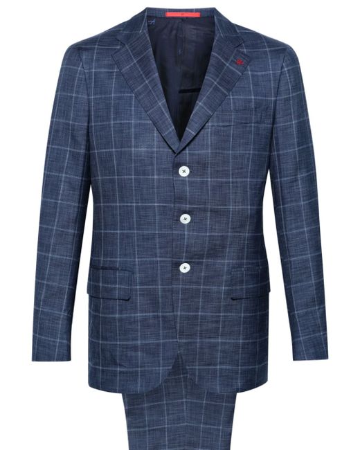 Isaia checked single-breasted suit
