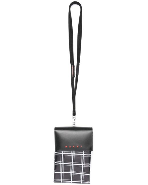 Marni check-print faux-leather phone bag