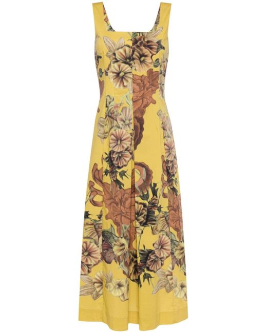 Alberta Ferretti floral-print sleeveless midi dress