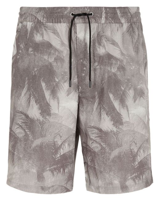 Emporio Armani palm tree-print drawstring track shorts