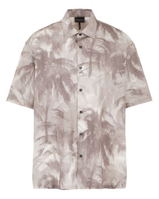 Emporio Armani palm tree-print button-up shirt