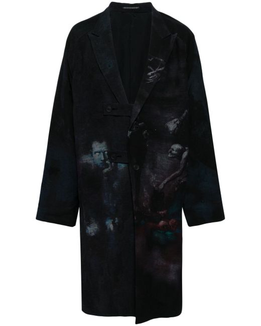 Yohji Yamamoto single-breasted graphic-print coat