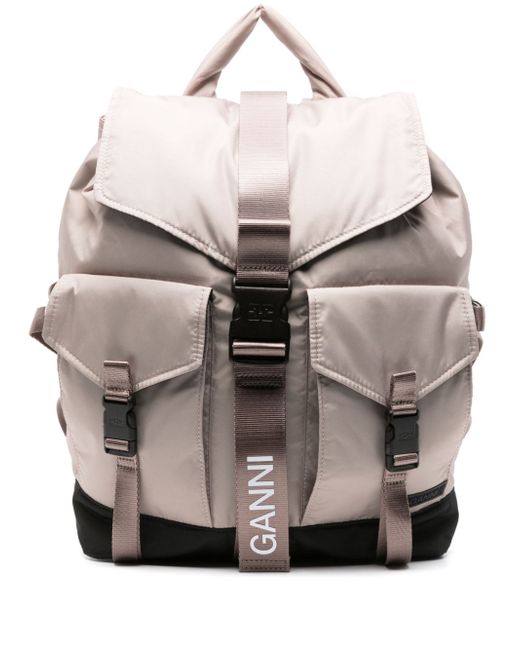 Ganni logo-print recycled backpack