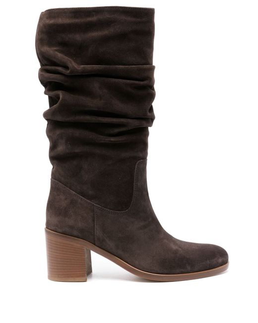 Via Roma 15 65mm suede ruched boots