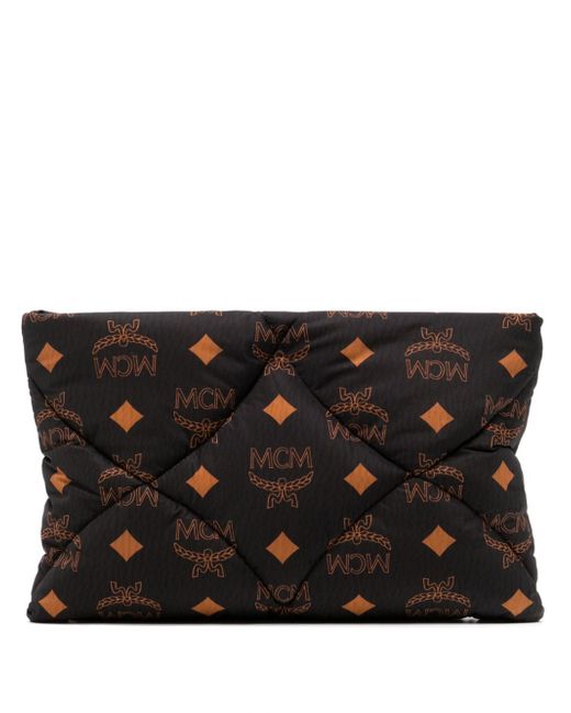 Mcm large Aren quilted monogram-pattern clutch bag