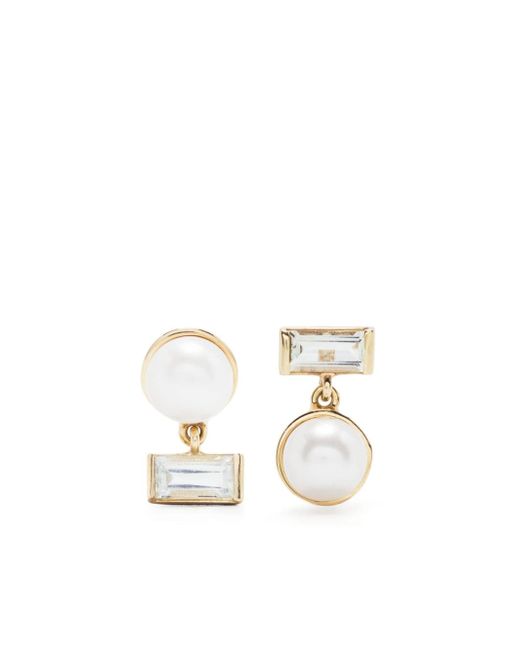 Aliita 9kt yellow Perla Baguette pearl and amethyst earrings