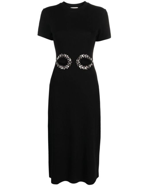 Sandro crystal-embellished cut-out midi dress
