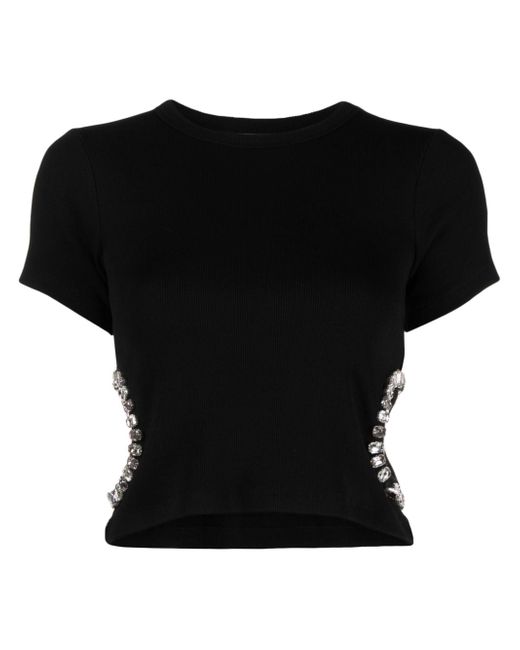 Sandro crystal-embellished cut-out T-shirt
