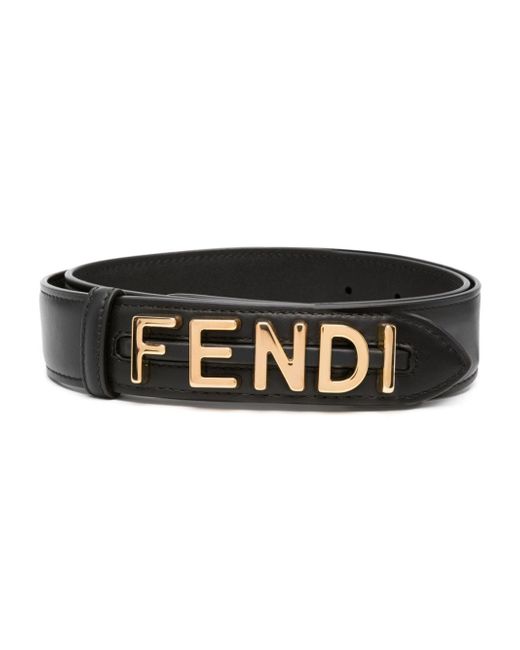 Fendi logo-lettering leather belt