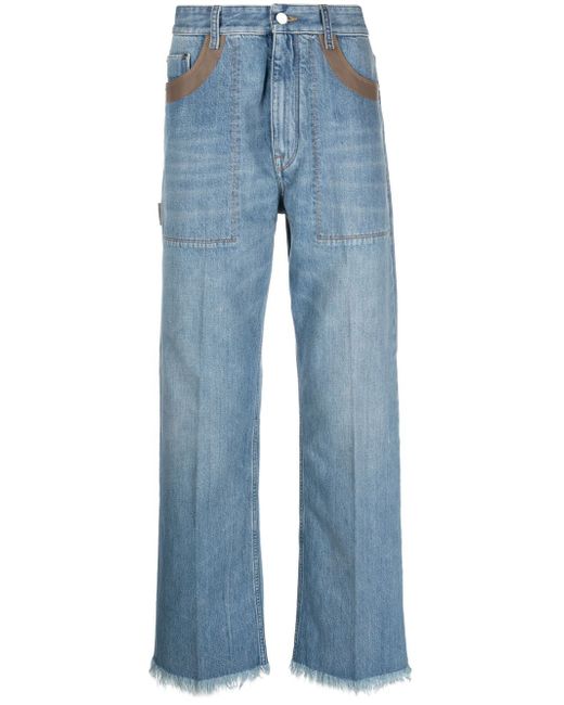 Fendi contrast-detail straigh-leg jeans