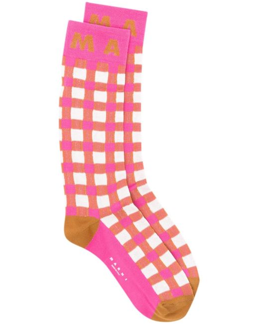 Marni gingham-check ribbed socks