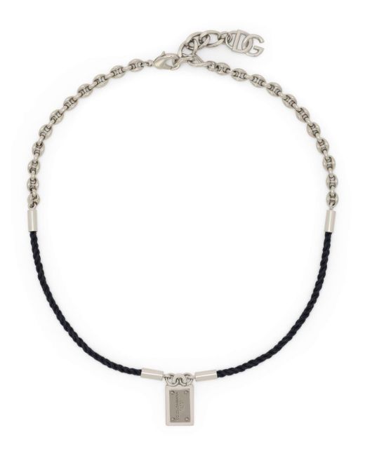 Dolce & Gabbana logo-engraved statement-pendant necklace