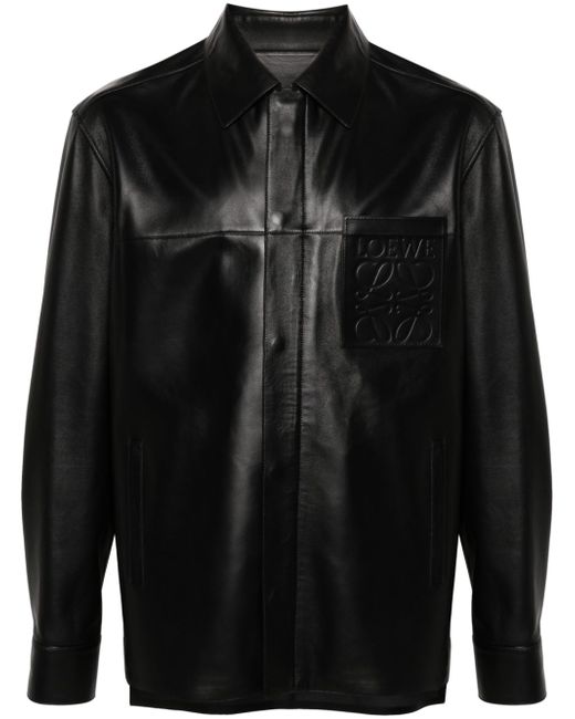 Loewe logo-debossed leather jacket
