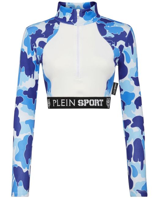 Plein Sport cropped zip-up sweatshirt