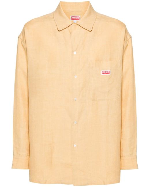 Kenzo logo-appliqué linen oversized shirt