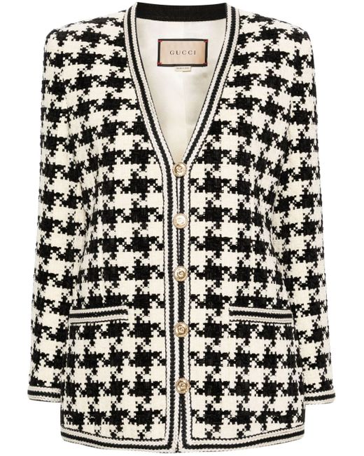 Gucci houndstooth-pattern chenille jacket