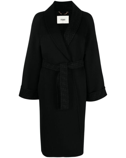 Fendi belted-waist virgin-wool coat