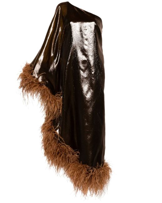 Taller Marmo Fantasma feather-trim midi dress