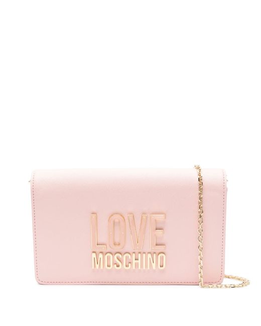 Love Moschino enamelled logo-lettering crossbody bag