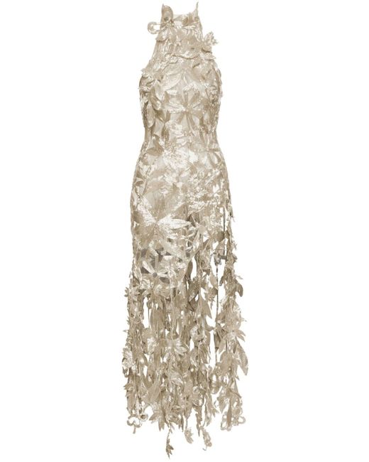 Oscar de la Renta bead-embellished halterneck gown