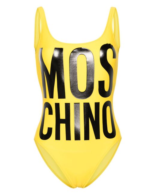 Moschino logo-print open-back swimsuit