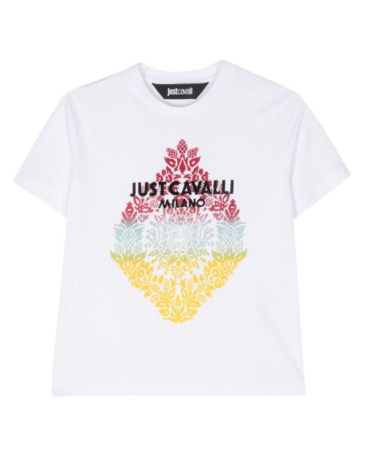 Just Cavalli flocked-logo T-shirt