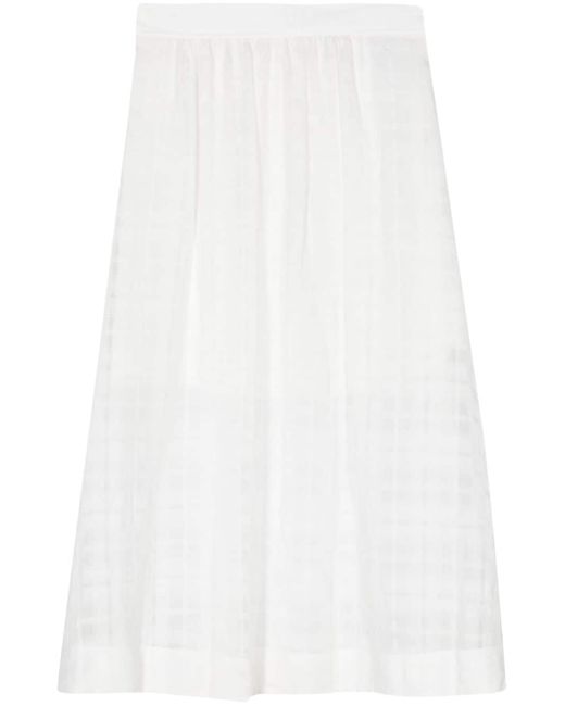 A.P.C. check-pattern pleated midi skirt