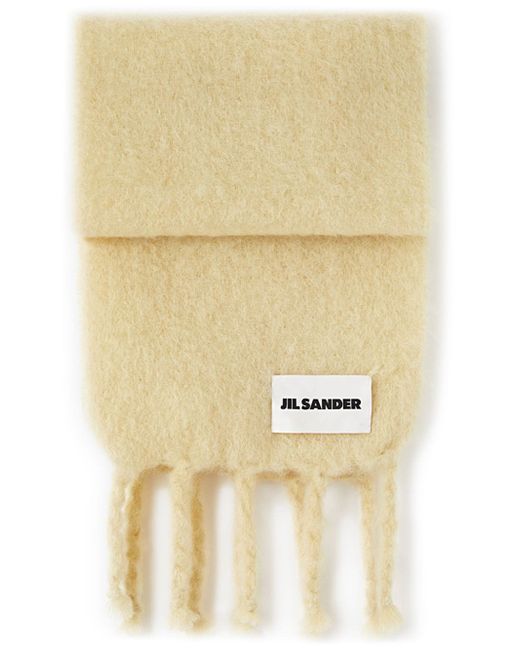 Jil Sander logo-appliqué brushed scarf