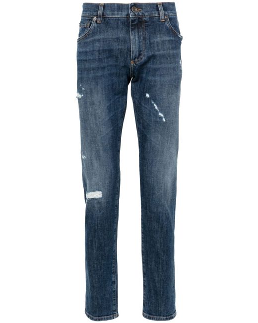 Dolce & Gabbana ripped-detail tapered jeans
