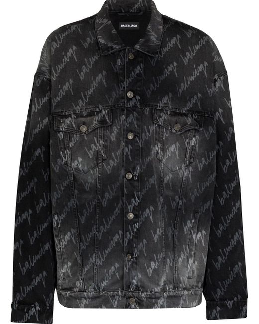 Balenciaga all-over logo oversized denim jacket