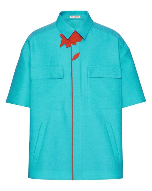 Valentino Garavani flower-appliqué bowling shirt