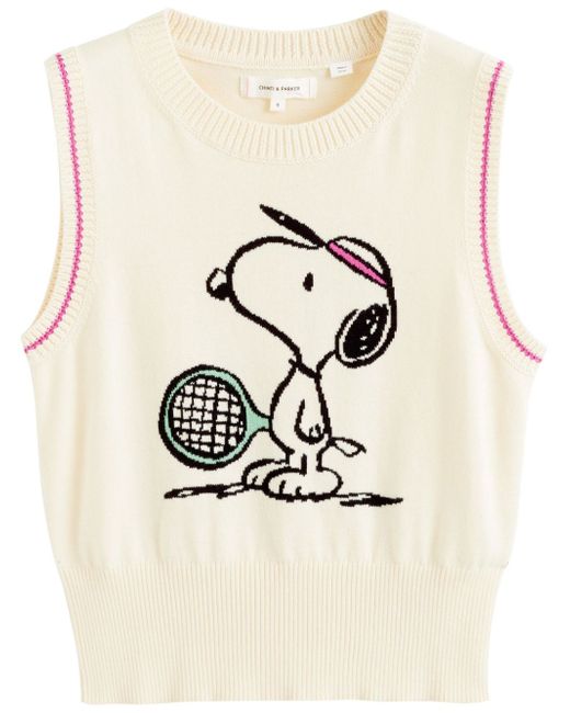 Chinti And Parker Snoopy Tennis intarsia-knit knitted vest