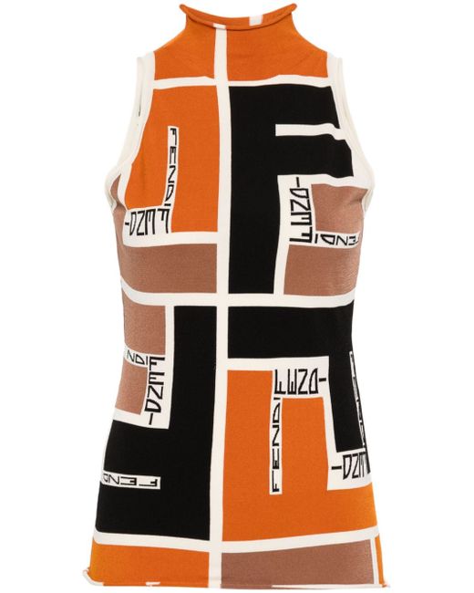 Fendi FF Puzzle print knitted top