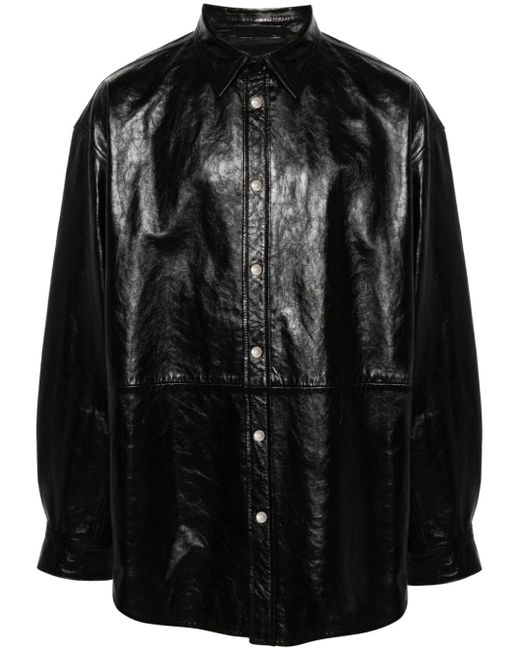 Acne Studios logo-embossed leather coat