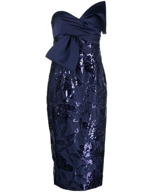 Marchesa Notte Lotus sequin-embellished midi dress