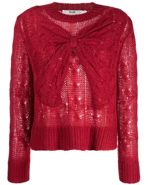 b+ab bow-embellished cable-knit jumper