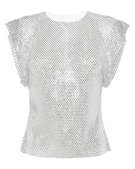 Philosophy di Lorenzo Serafini crystal-embellished mesh top