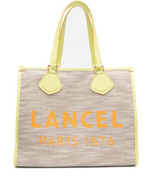Lancel large Summer canvas tote bag