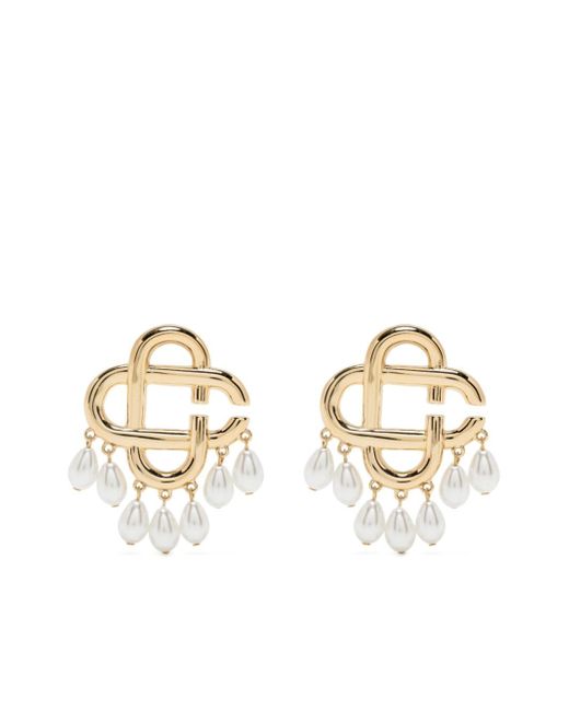 Casablanca pearl-drop logo earrings