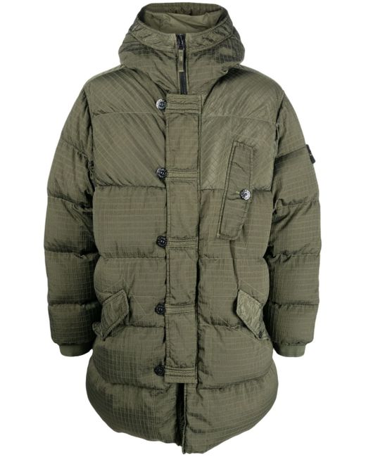 Stone Island Compass-patch hooded down jacket