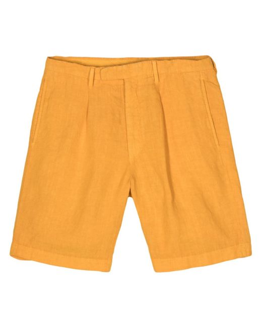 Boglioli linen chambray pleated shorts